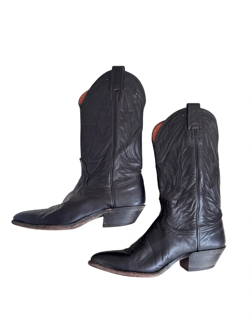 VINTAGE Nocona Men's Black Leather Western Boots Made in USA 90s Size 7C